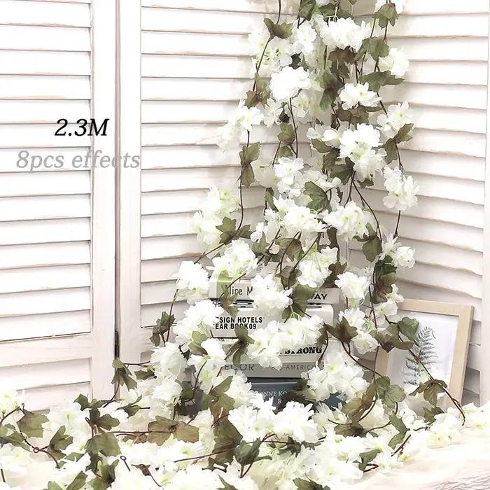 Fleurs artificielles Sakura suspendues, fausse guirlande florale, pour maison, jardin, arc de mariag