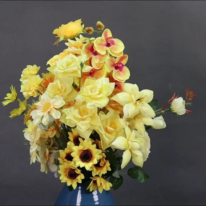 Plantes de fleurs artificielles série jaune