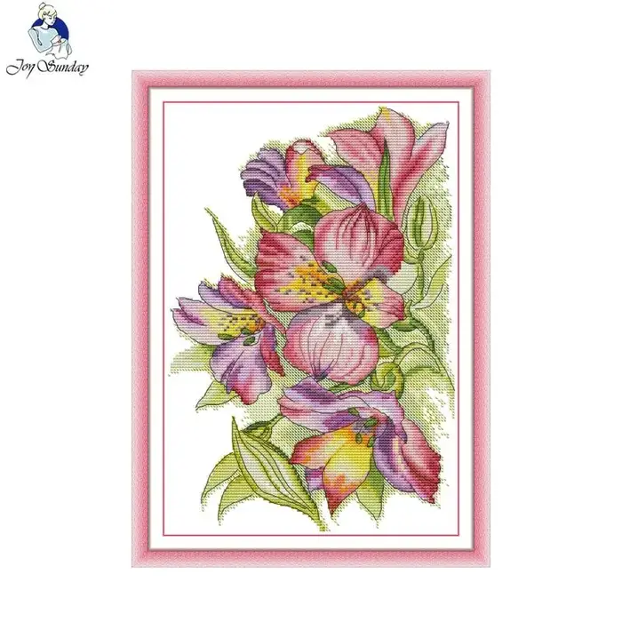 Kit complet de points de croix, fleurs de beauté, motif HD Aida 16/14/11CT, toile imprimée comptée, 