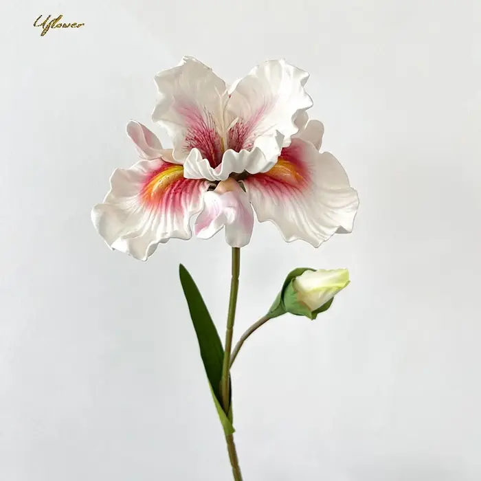 Uflower 45 cm fleur artificielle Rose Bouquet Iris Alice EVA sensation fausse fleur maison mariage décor Rose blanc camélia cadeau Floral