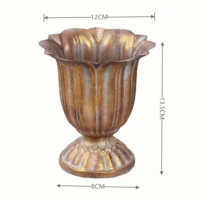 Vase en métal européen Vintage, décor Floral, Art en fer, accessoire de photographie pour la maison, Pot de fleur décoratif
