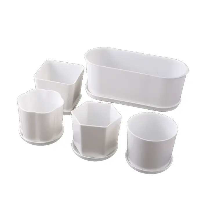 Pot de fleurs simple polygonal blanc pour la maison