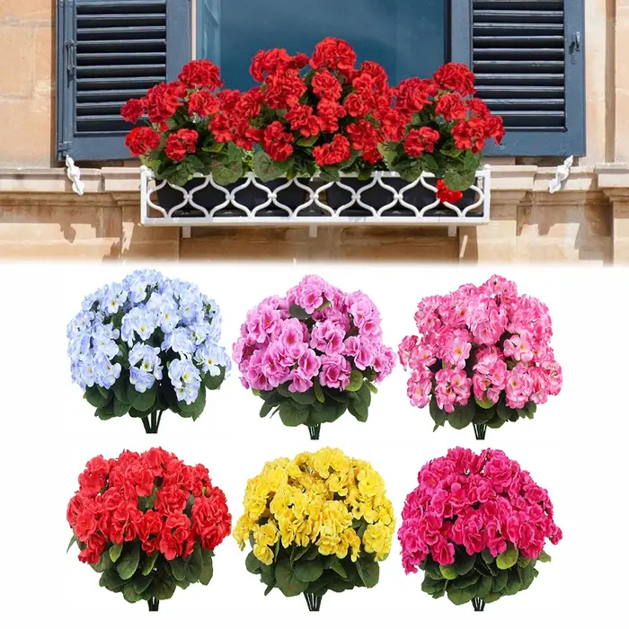 Plante artificielle en soie, fleur de bégonia, Simulation de géranium, fleur florale pour la maison, décor de fête de mariage, de noël, DIY bricolage