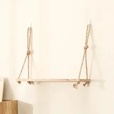 Étagères flottantes en bois à 1/2/3 niveaux, 1 pièce, pour plantes murales, fleurs, corde suspendue,
