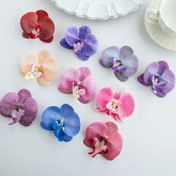 50/100 pièces fleurs artificielles Thai papillon orchidée articles de vente chaude Festival mariage chapellerie de mariée cheveux bricolage cadeau décoration
