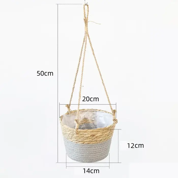 Panier suspendu en paille, corbeille à fleurs tressée en corde de chanvre, pots de fleurs, cadeau