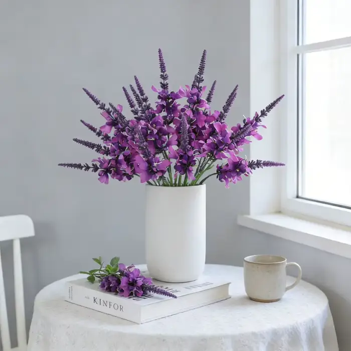 Herbe artificielle de lavande de 16,5 pouces pour la décoration intérieure et extérieure, mariages, hôtels, centres commerciaux, vitrines et accessoires de photographie