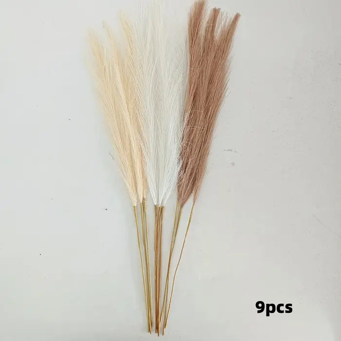 9/18 pièces d'herbe de la pampa artificielle moelleuse, 3 couleurs mélangées, fausses plantes bohème