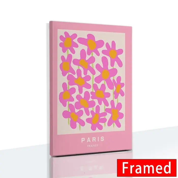 Toile d'art avec numéro d'ange rose, marché des fleurs, avec cadre, peinture murale abstraite pour d