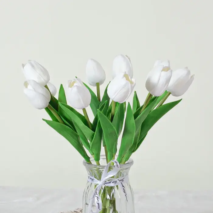 Fleurs de tulipes artificielles en silicone, plantes de luxe, toucher réel, cadeaux de fête des mère