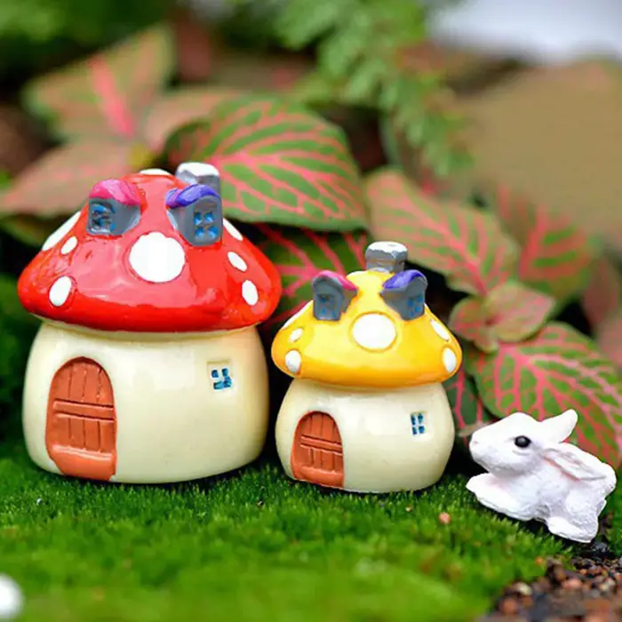 3 tailles  Maison de champignons en résine