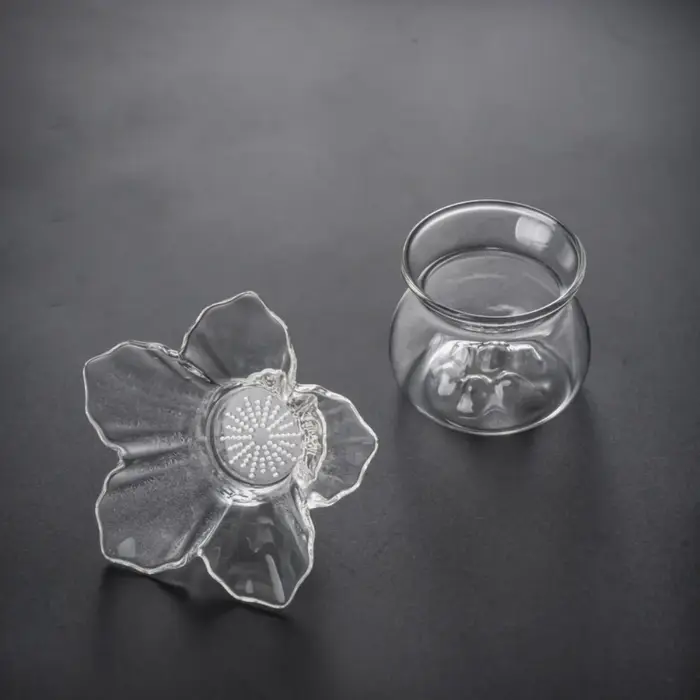 Passoire à thé en verre à fleurs avec Base de support