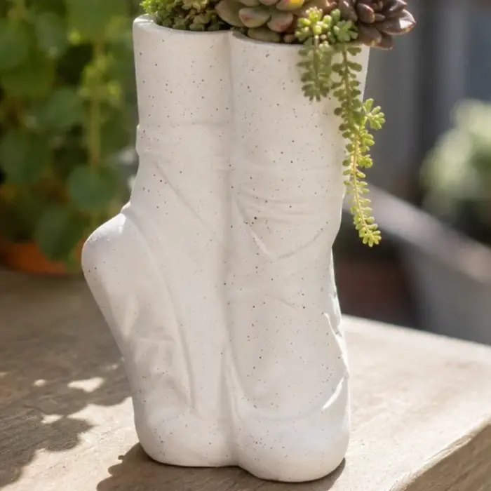 Vase Créatif et Tendance en Forme de Chaussure de Ballet, Sculpture Décorative de Pied Rêveur, Pot A