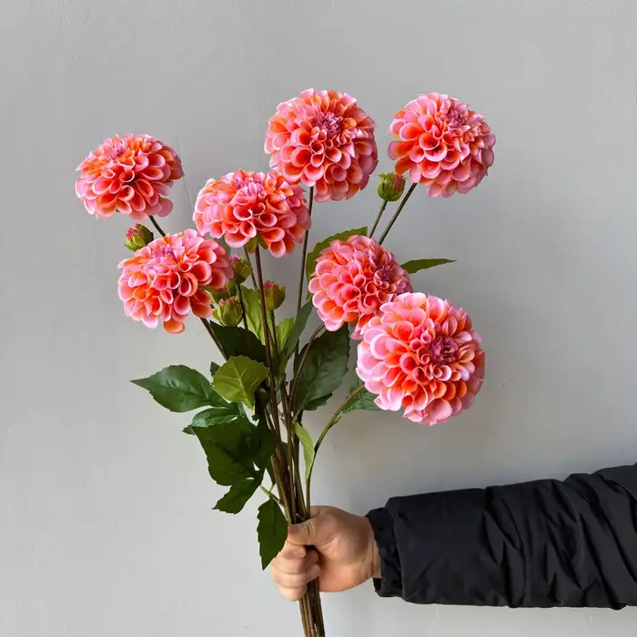 Lot de 5 fleurs artificielles hydratantes Dahlia à 2 têtes