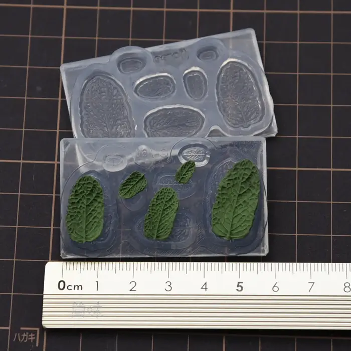 Moule Miniature en Silicone feuille de menthe, ensemble de 2 pièces, maison de poupée, Mini plante v