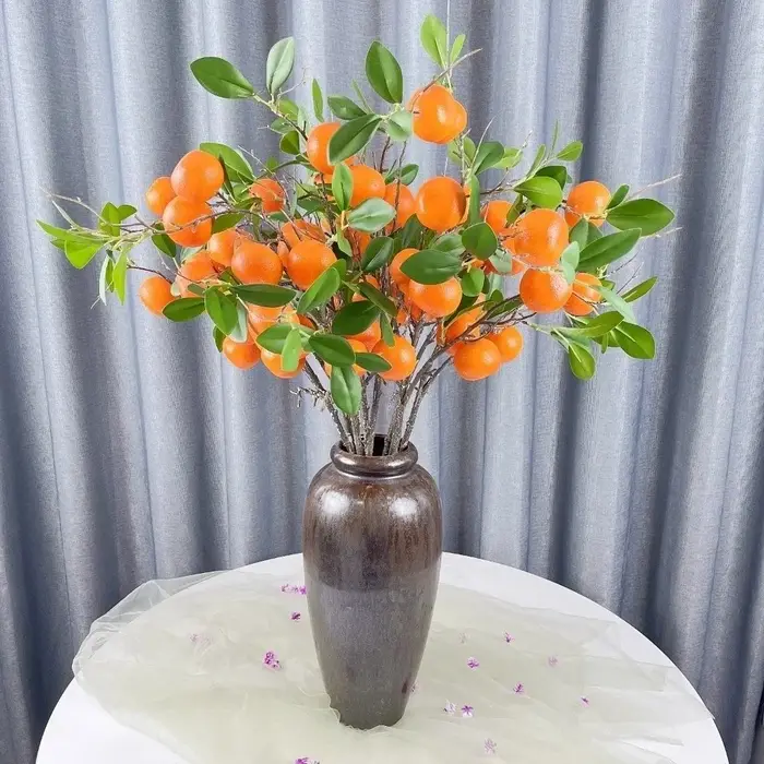 Branche d'Orange Artificielle Feuilles Vertes