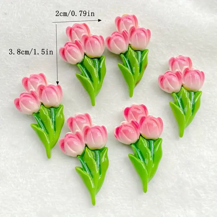 Ensemble de statues de fleurs en résine, 10 pièces, fleurs de tulipe plates pour scrapbooking, artisanat de bricolage et décorations de vacances, aucune électricité requise