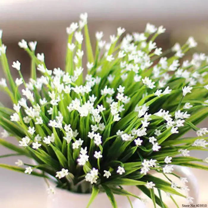 Fleurs Artificielles Vertes en Plastique à 7 Fourches