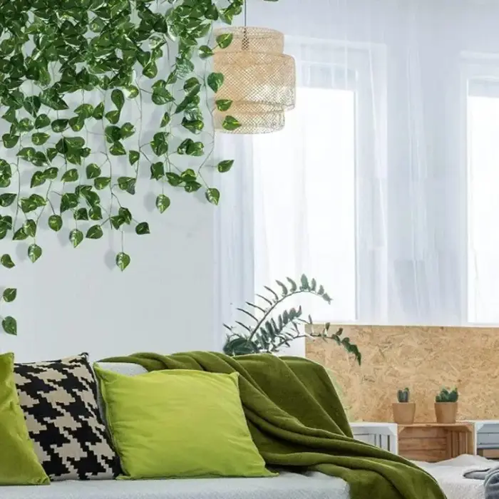 Plantes artificielles, guirlande de feuilles de lierre vertes, fausses plantes grimpantes pour la décoration de la maison, de la chambre, des murs, des mariages, des fêtes et des jardins