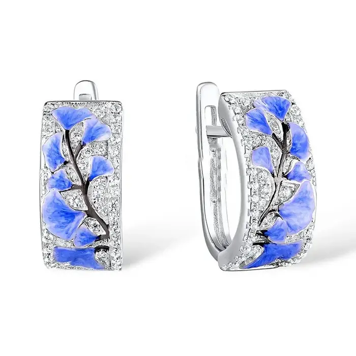 Bague Fleur en Argent pour Femme, Bague Fleur Bleue, Argent Sterling, Document de ix, Promesse de Mode, Bijoux de Mariage, Émail ocaMADE