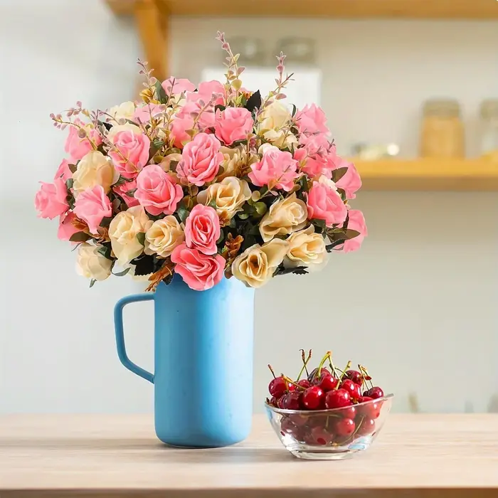 12 têtes de roses artificielles