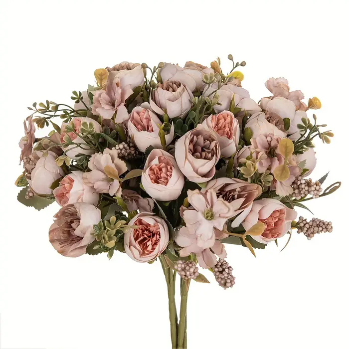 Fleurs artificielles en soie bourgeon de thé Rose couronne de pivoine saint valentin mariage Bouquet de mariée maison