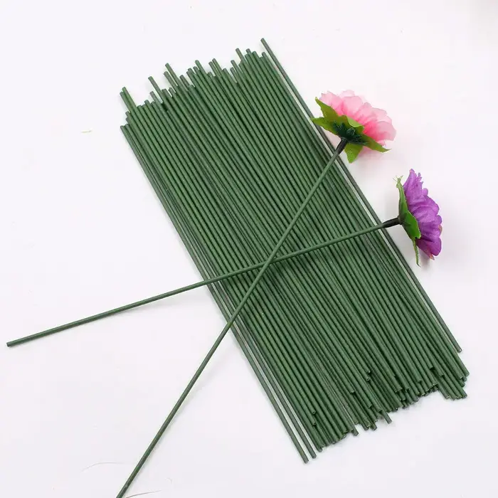 Tige de fleur verte foncée artificielle 40cm, 10/20/30 pièces, matériel Floral, accessoires de tige de fil faits à la main pour décoration de mariage et de maison