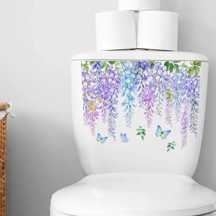 Autocollant mural en forme de feuilles de vigne violette