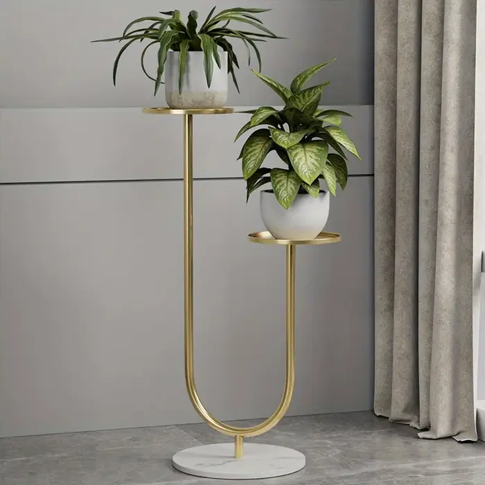 Support pour plantes – Support vertical en métal avec deux supports