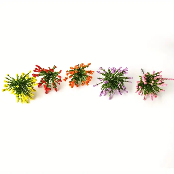 5 Pièces de Arbustes Miniatures Colorés, Grappes de Fleurs pour Micro-Paysages, Modèles de Scènes St