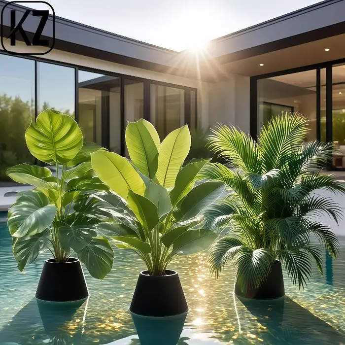 Lot de 3 plantes artificielles luxuriantes : bananier