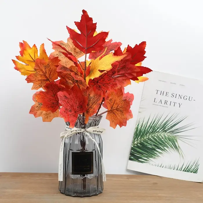 Feuilles d'érable d'automne, plantes artificielles, fausses fleurs, décoration d'Halloween, décoration de Thanksgiving, décoration de la maison, bouquet DIY, décoration de fête, ornement de table