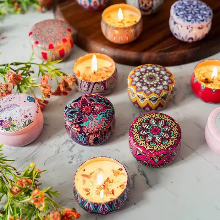 Bougie d'aromathérapie à fleurs séchées
