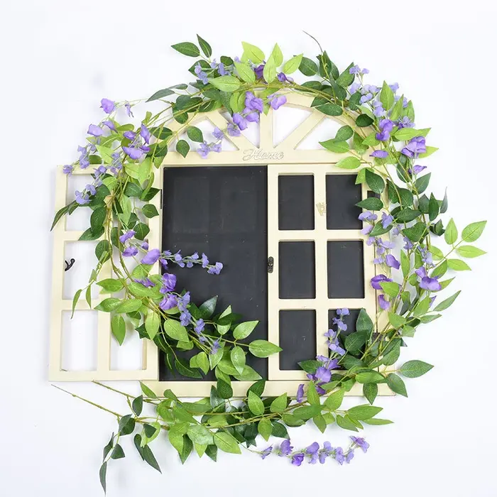 Guirlande de fleurs artificielles de glycine et de lierre pour décoration intérieure et extérieure