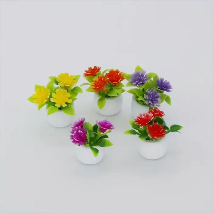 5 pièces Mini Pot de fleur décorations maisons de poupée fleurs artificielles vibrantes décor à la maison voiture