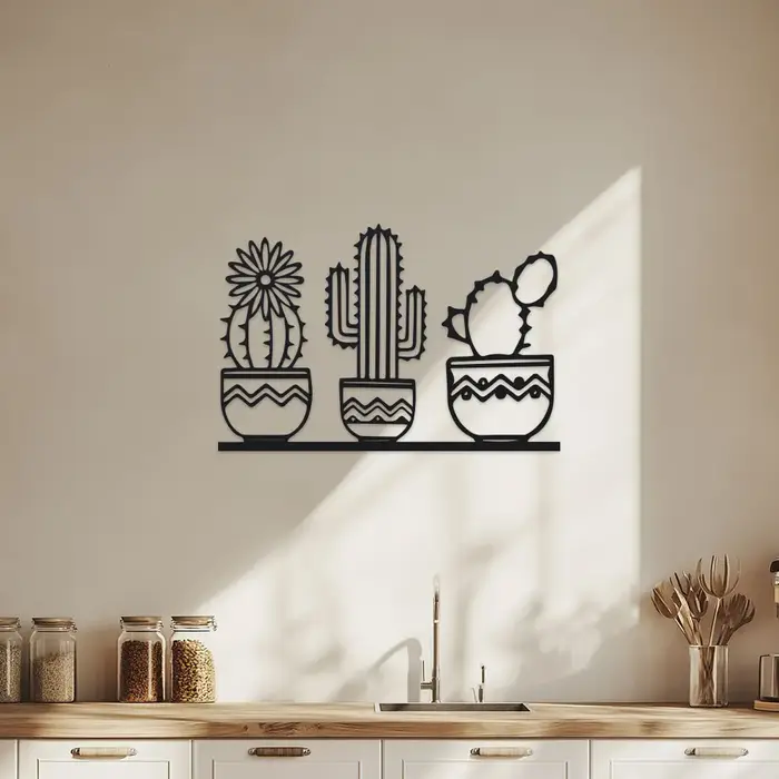 Un art mural en métal de cactus