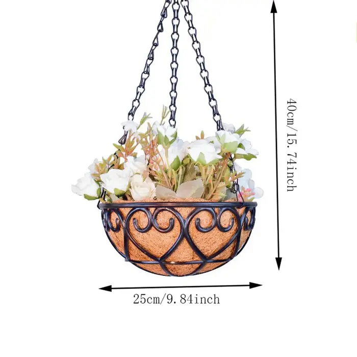 Pot de fleurs rond en fer marron noix de coco