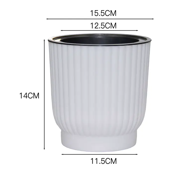 Pot de fleur pour plantes, arrosoir automatique, jardinière ronde blanche, balcon, bureau, maison, s