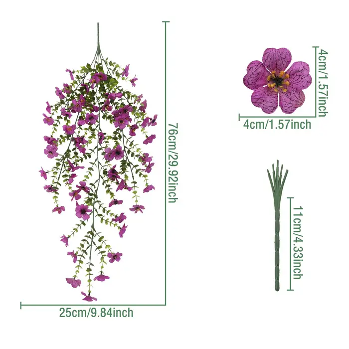 Fleurs artificielles suspendues pour l'extérieur, plante suspendue résistante aux UV, fausse fleur q