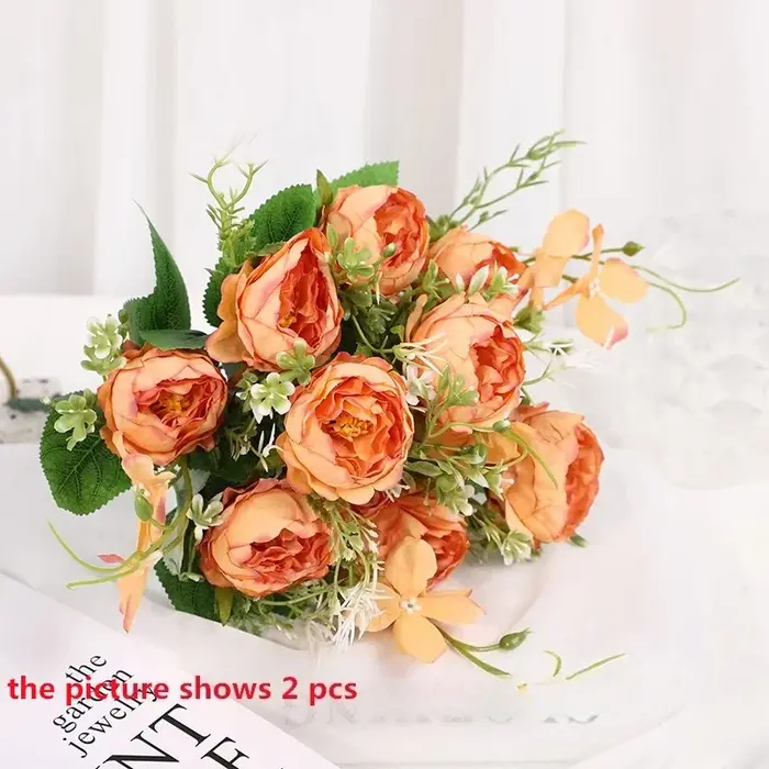 Vert Aloes 2 pièces fleurs artificielles soie violet pivoine fausse fleur coin Rose parfum pivoines Bouquet Restaurant décoration