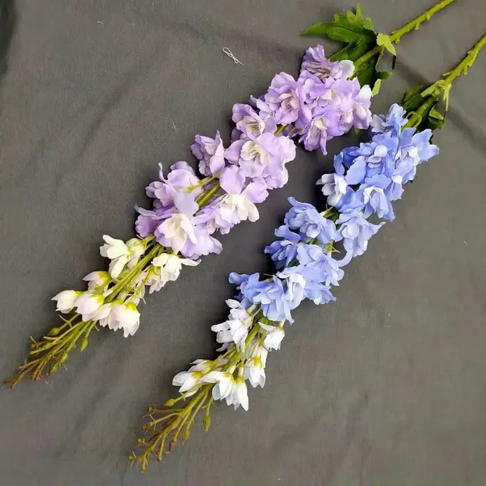 Branche de fleur de Delphinium artificielle avec longue tige simulée plante