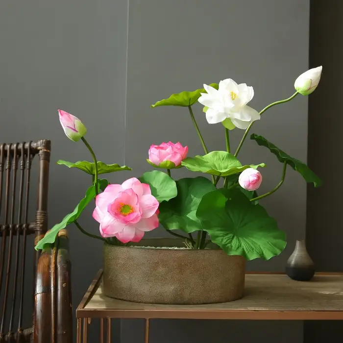 5 pièces de nouvelles branches de lotus roses chinoises