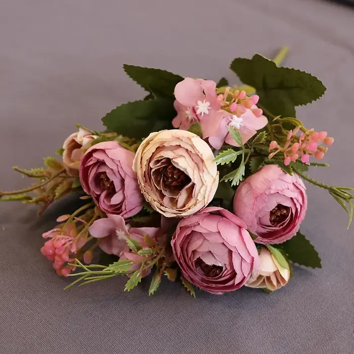 InjTea-Bouquet de roses artificielles vintage