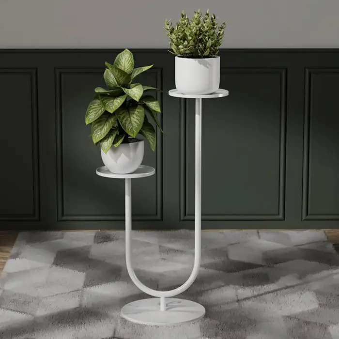 Support pour plantes – Support vertical en métal avec deux supports