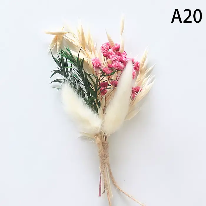 Mini Bouquet de Fleurs Sèches Naturelles Boutonnières, Broche de Corsage de Demoiselle d'Honneur, Dé