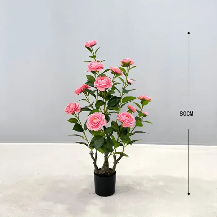 Simulation de camélia artificielle, plante verte en pot, décoration de la maison, fabricant de plant