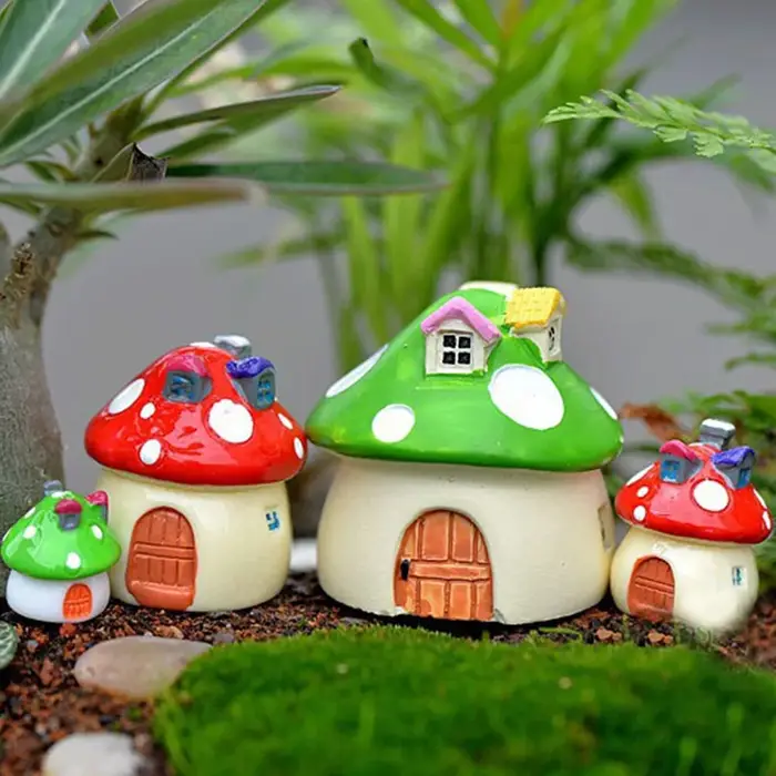 3 tailles  Maison de champignons en résine