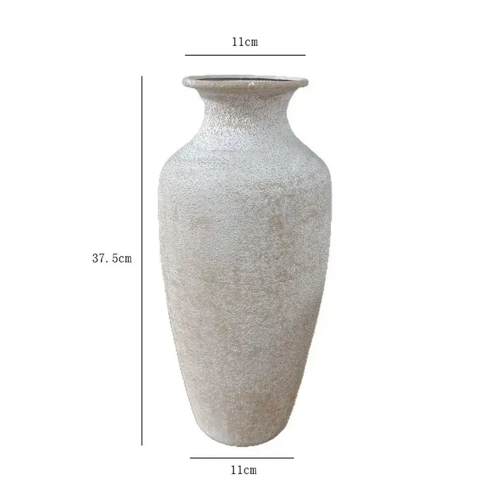 Vase en métal imitation terre cuite style campagne française, poterie rustique vintage, pot à fleurs