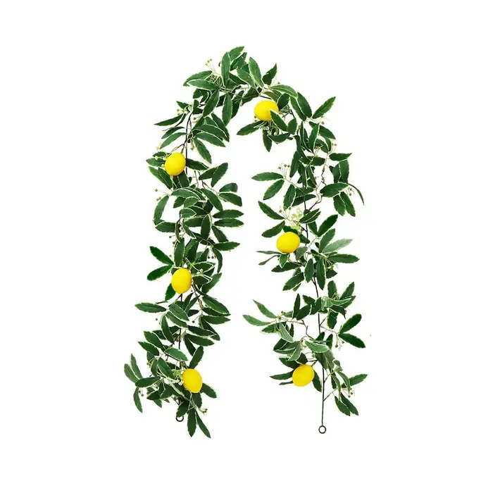 Guirlande de citrons artificiels en eucalyptus printanier, plante verte réaliste, faite à la main, t