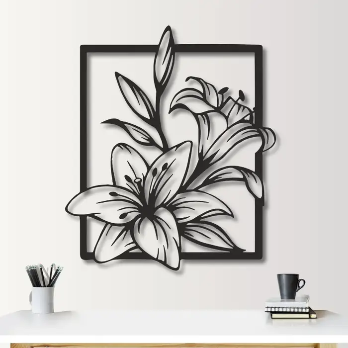 Décoration murale en métal en forme de fleur de lys